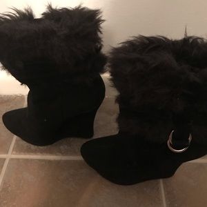 Black Fur Top Boots